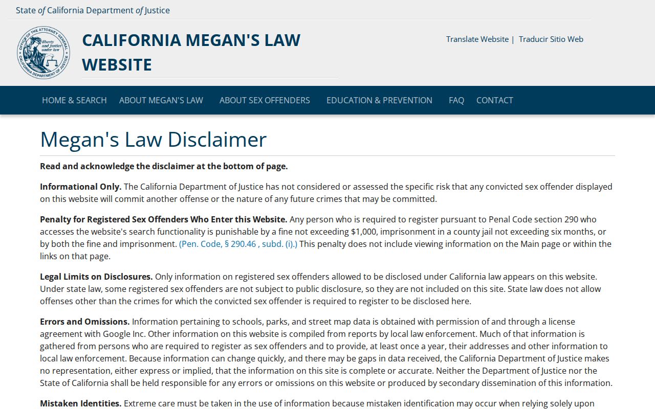 Redwood City resident lookup California Megan's Law search