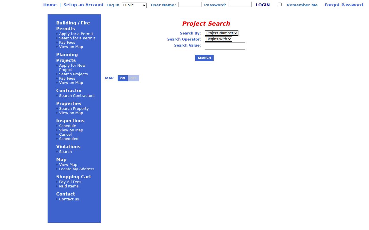 Redwood City street directory eTRAKiT planning project search
