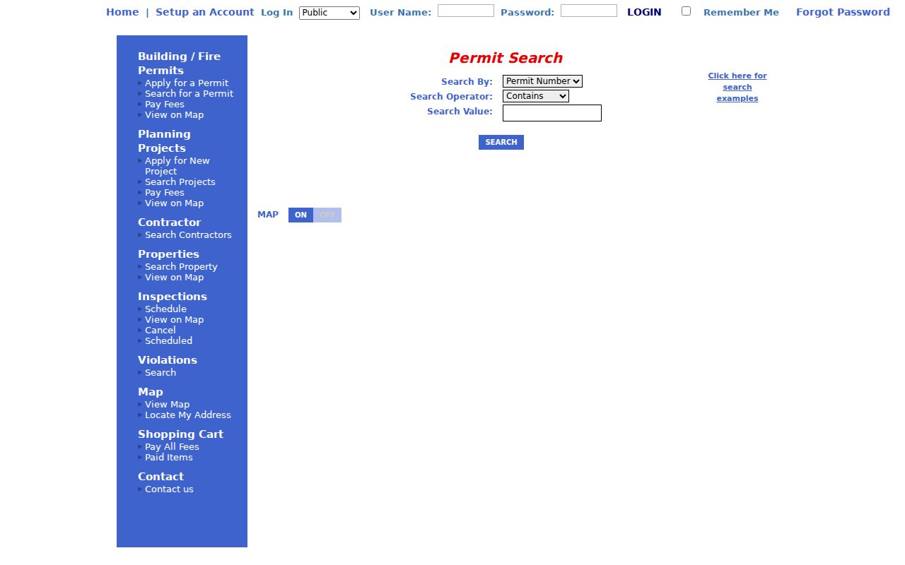 Redwood City street directory eTRAKiT permit search