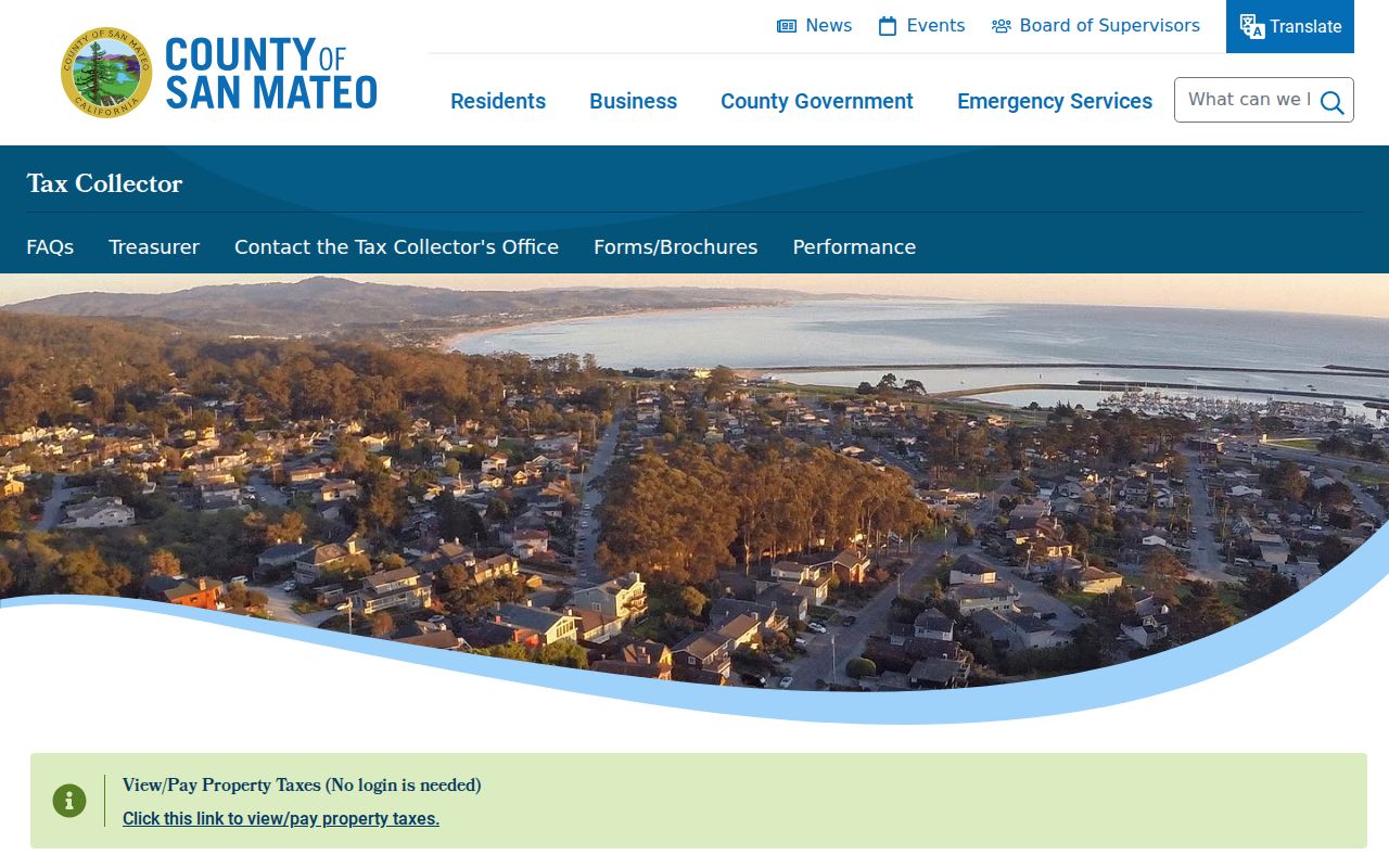 Redwood City street directory County property tax lookup